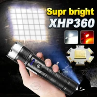 newly led flashlight xhp360 high power flash light usb rechargeable torch cob zoomable tactical lamp camping waterproof lantern