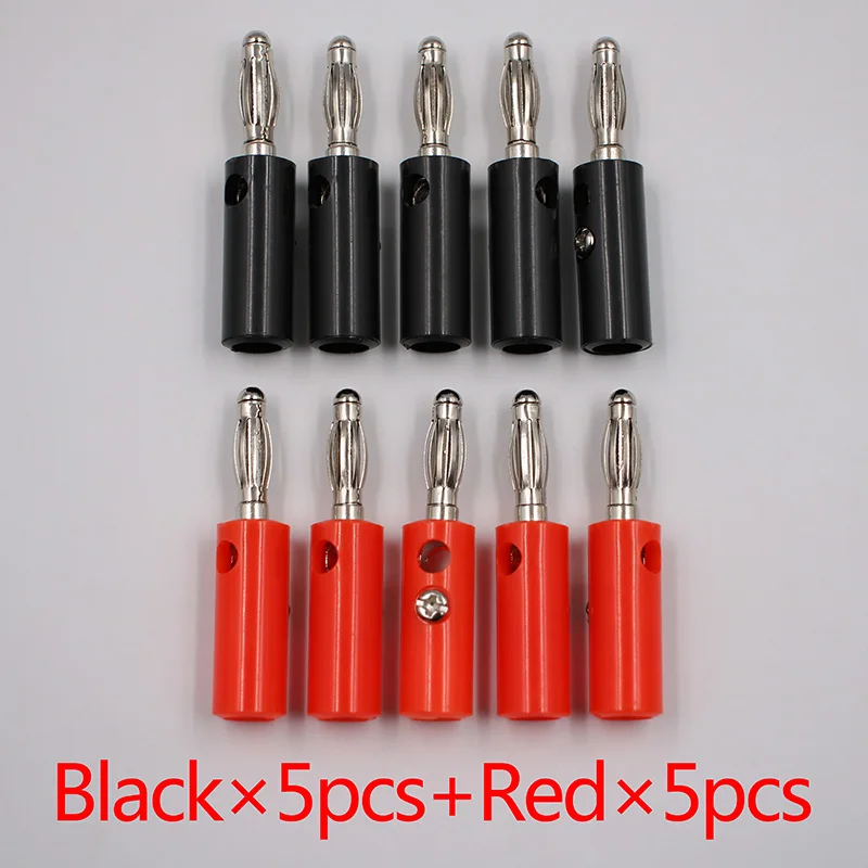 

10pcsAudio Speaker Screw Banana Gold Plate Plugs Connectors 4mm IN STOCK FREE SHIPPING Black Red Facotry Online Wholesale Golden