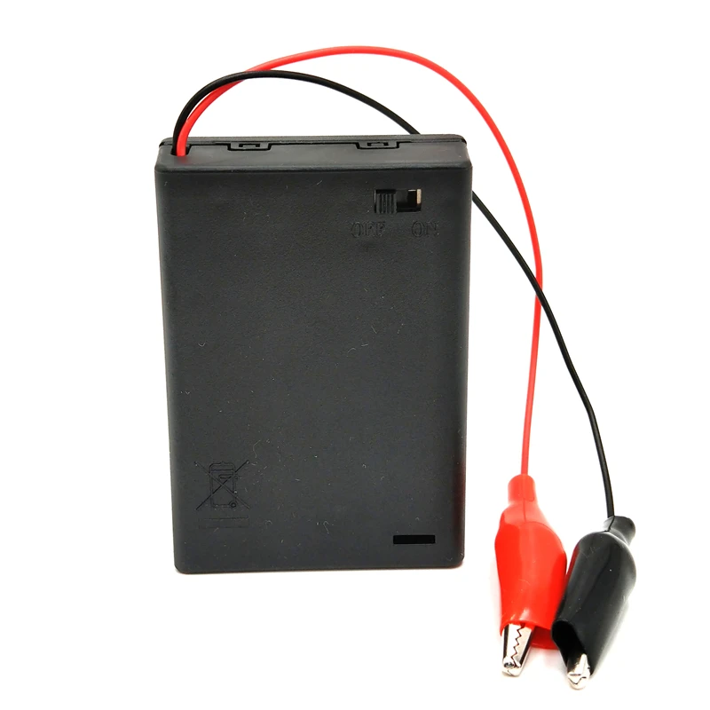 30pcs/lot 3*AA 4.5V Plastic Battery Holder Storage Box Case With Alligator Clips For 3 x 1.5V AA Lithium Batteries Cover