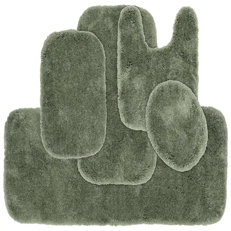 

Luxury 5 Piece Plush Washable Bath Rug Set Deep Fern
