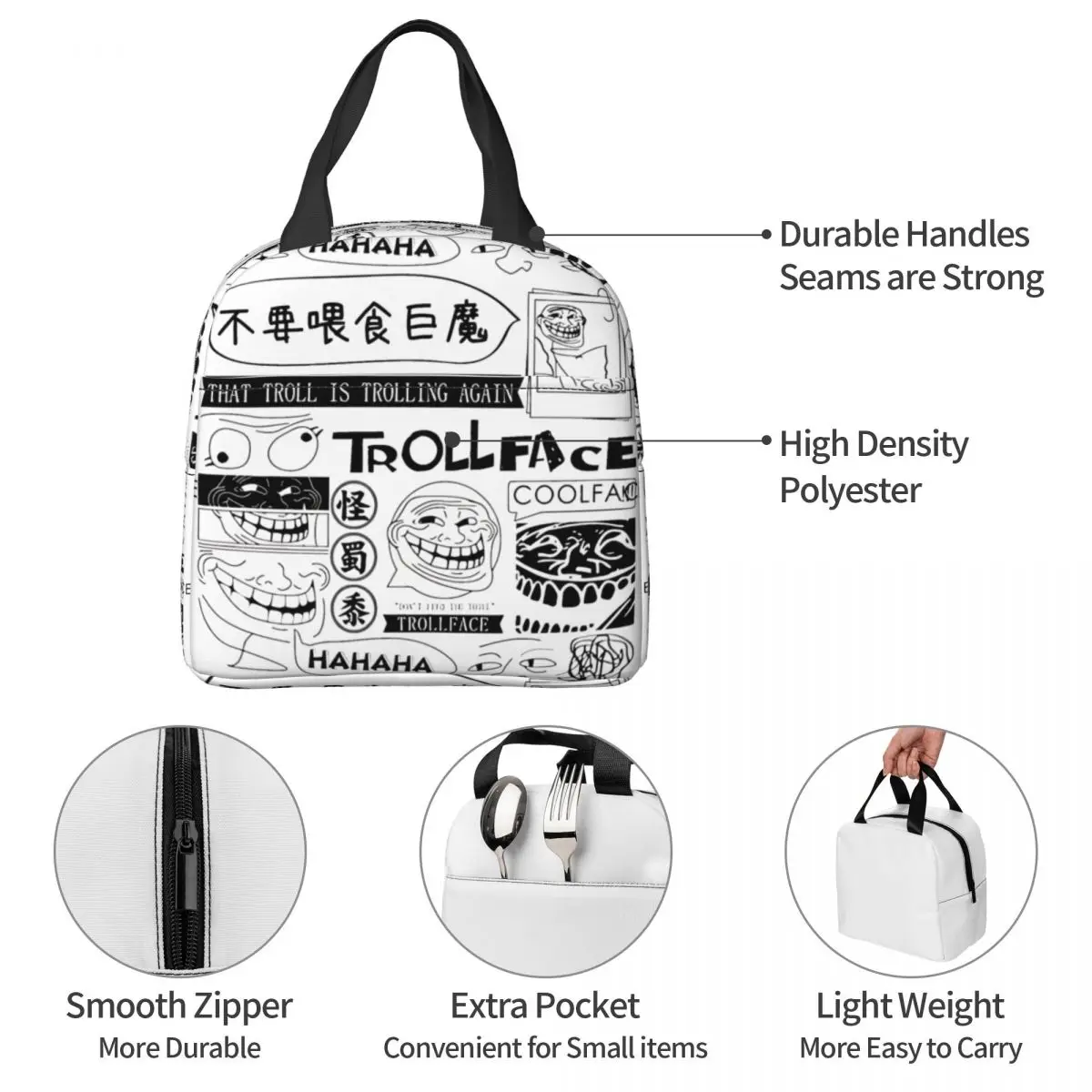 Изолированные ланч-пакеты с коллажем Trollface рисунком комиксов Rage аниме