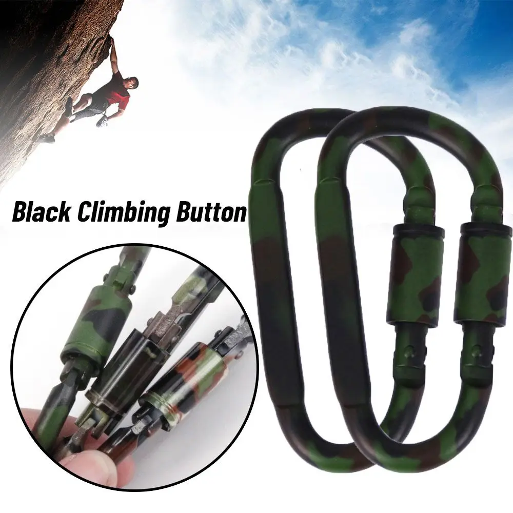 

2pcs Survival D-ring Locking Carabiner Clip Set Screw Lock Hanging Hook Buckle Karabiner Camping Climbing Equipment Carabiner