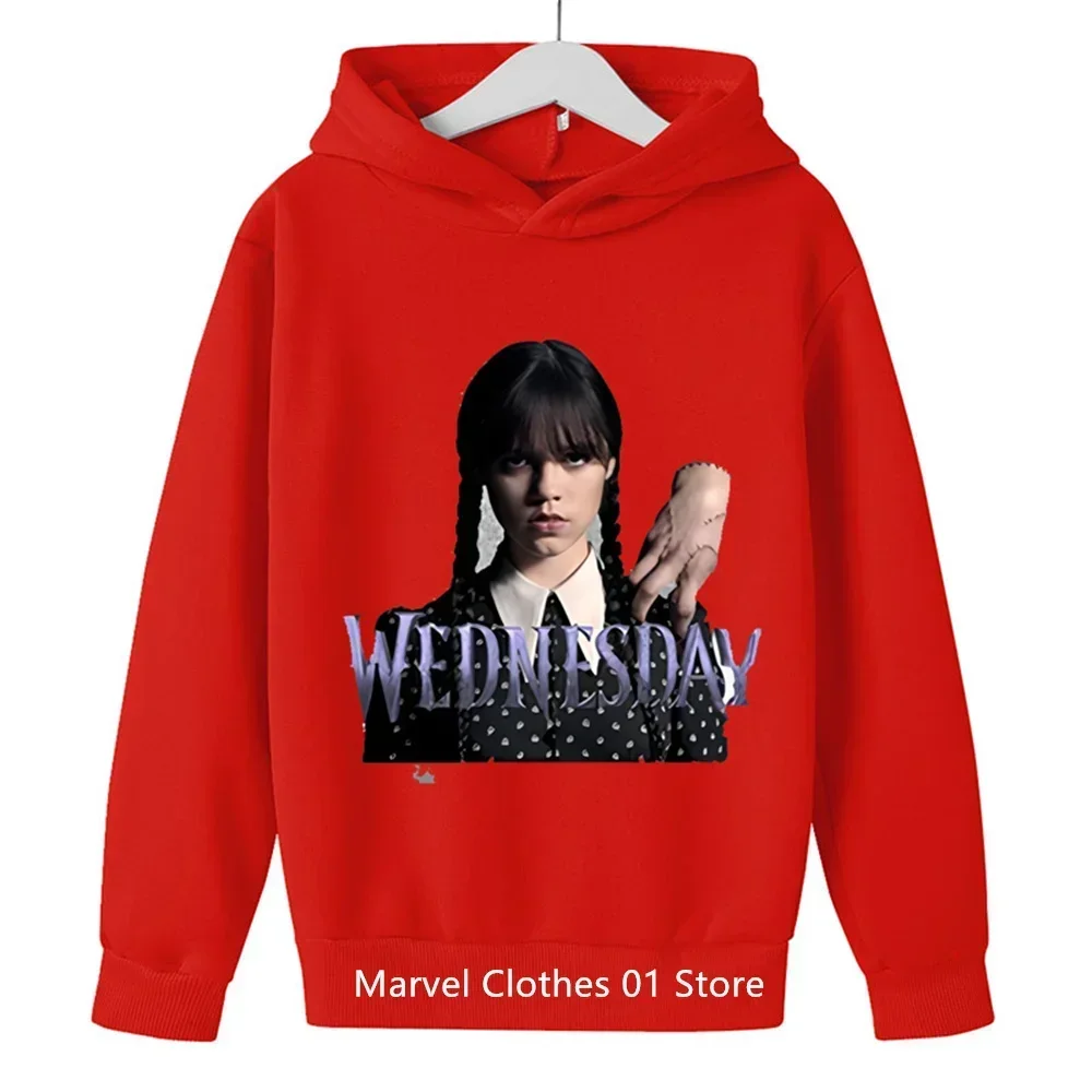 2024 Kids Wednesday Addams Family Clothes Children Hoodies Long Sleeve Autumn Toddler Boys Girls Cute Sweatshirts