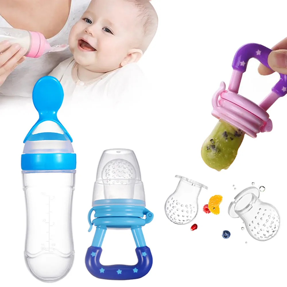 Baby Feeding Bottle Silicone Fruit Feeder Infant Milk Fresh Food Nibbler Silicone Teether Newborn Pacifiers Dispensing Spoon