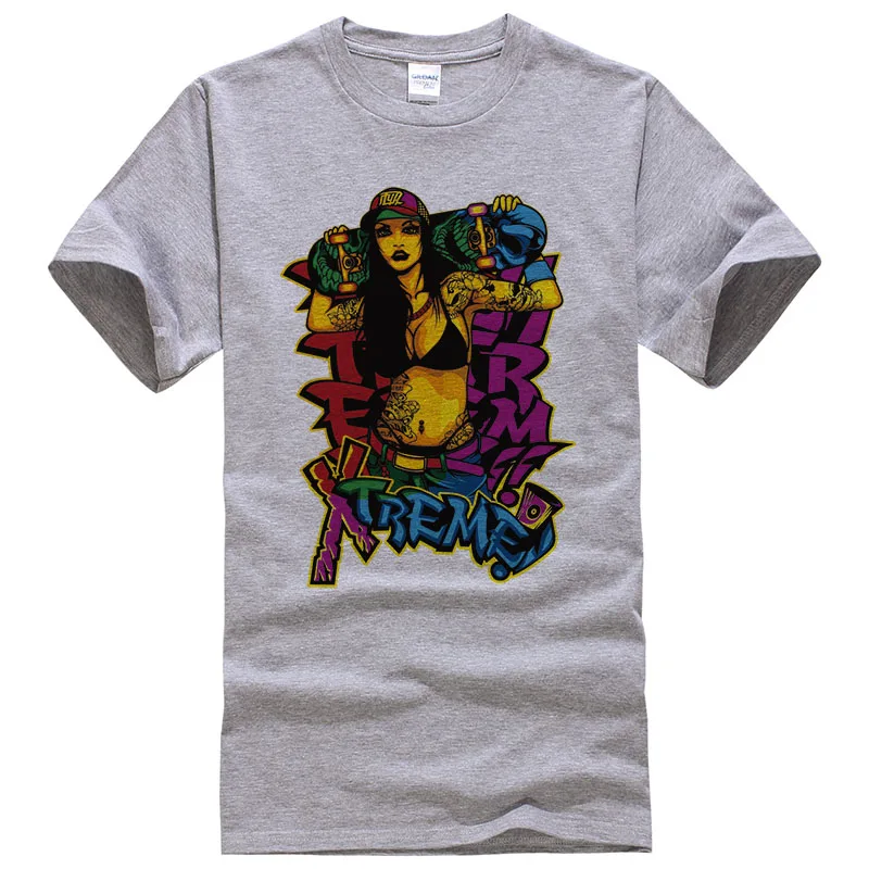 

Cotton Style Vintage Skateboard Sexy Girl T Shirt Men Harajuku Short Sleeves Tops 3D Graphic T-Shirt Camisetas Cotton Tees