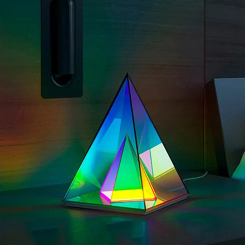 

3d-лампа в виде пирамиды для украшения спальни с регулируемой яркостью, лампа для создания атмосферы с USB-разъемом, лампа для прикроватного столика