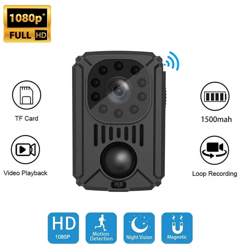 

HD Mini Body Camera Wireless 1080P Security Pocket Night Vision Motion Activated Small Cam For Cars Standby PIR Video Recorder