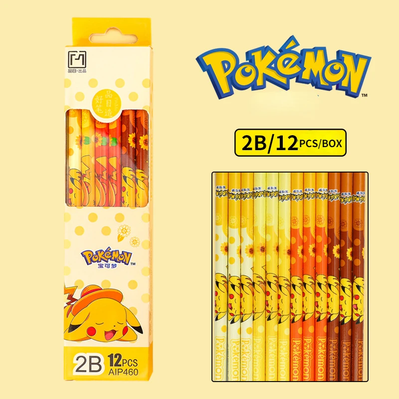 

New Pokemon Pikachu 2B Pencil Box Children's Cartoon Japanese Primary School Students Stationery School Supplies Painting Pencil