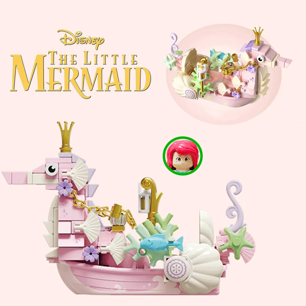 

Disney Fairy Tale Mermaid Princess Ariel's Undersea Seahorse Nick Model Building Blocks Friends Bricks Toys Girls Diy Gift Kid