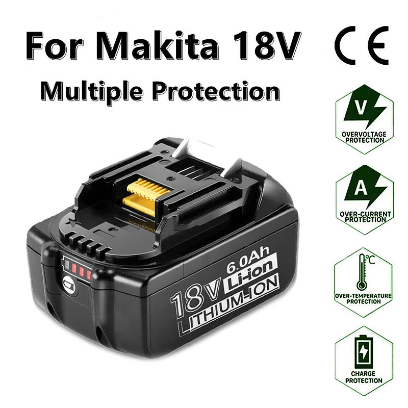 

Перезаряжаемый литий-ионный аккумулятор для электроинструментов Makita 18 в 2022 мАч со светодиодной подсветкой, сменный аккумулятор LXT BL1860B BL1860 ...