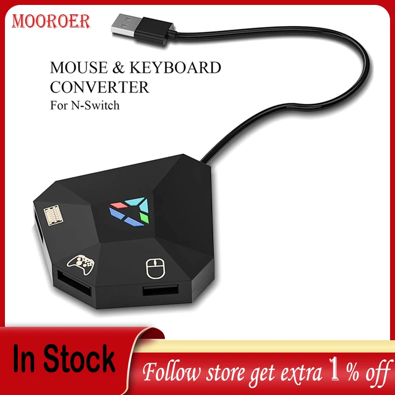 

Mooroer for Switch Keyboard and Mouse Converter Supports PS4/PS3/XBOX ONE/360 Host Series Converters Wired USB Connection