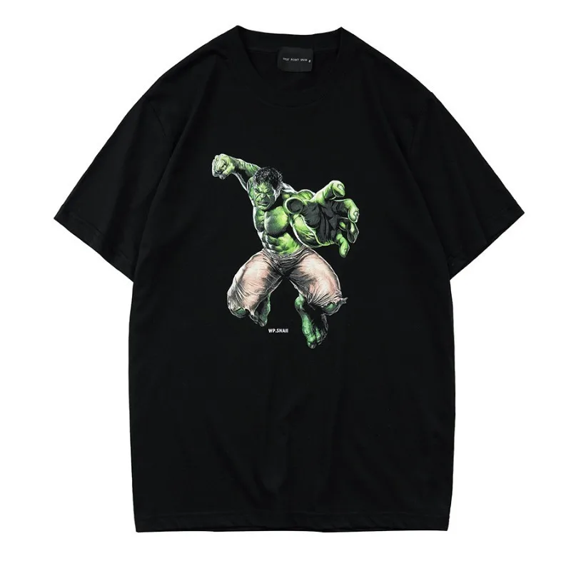 

Marvel Anime Peripheral Cool Handsome Hulk Short Sleeve Creative Printing Casual Trend Loose T-shirt Festival Gift Wholesale