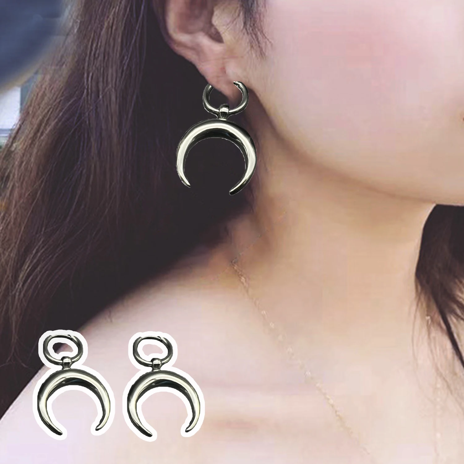 Серьги-кольца в стиле хип-хоп Харадзюку с Луной винтажные минималистичные