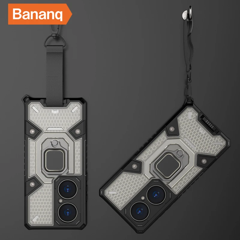 

Bananq Shockproof Armor Case For OPPO A74 A93S Realme 8 Gt Reno 6 Pro Plus 6Z 4G 5G Find X3 Space Capsule Rope Back Cover Cap
