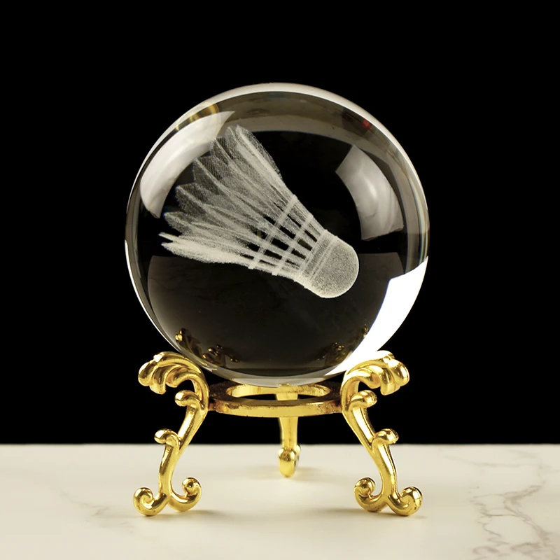 

Badminton Crystal Ball 3D Miniature Model K9 Crystla Glass Ball Badminton Sports Game Souvenirs Desktop Home Decoration
