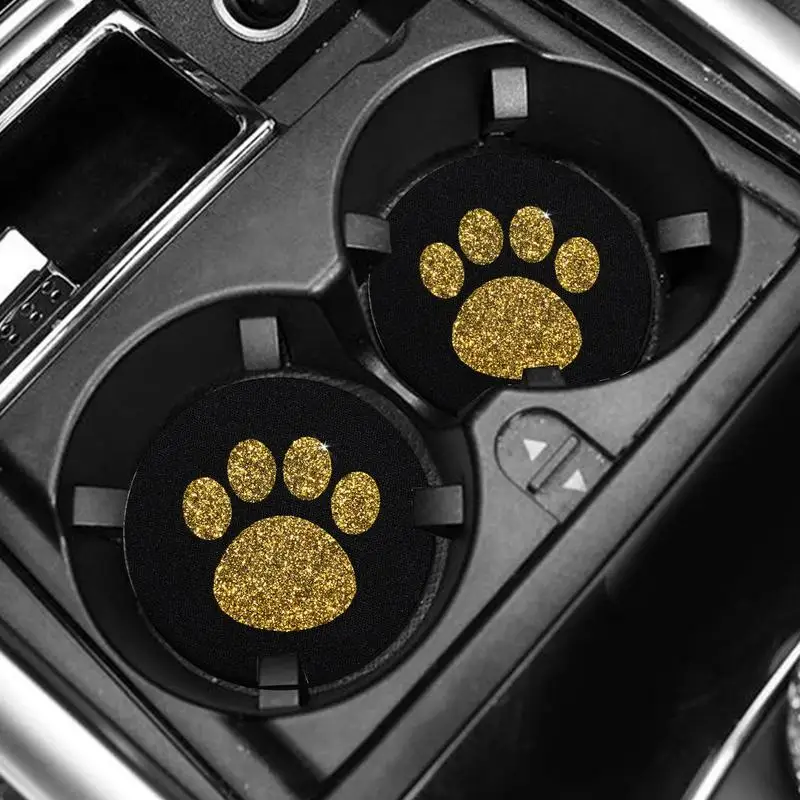 

Car Coaster Silicone Cat Paw Coasters 2PCS Bling Anti Slip Coasters Universal Vehicle Cute Mat Accessories For Cars Trucks