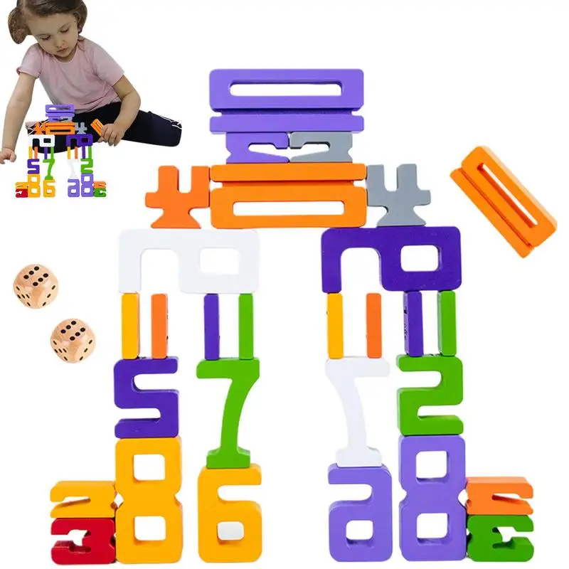 

Wooden Number Stacking Blocks for Toddlers Building Blocks STEM Balance Game Educational Learning Toys Christmas Birthday Gifts