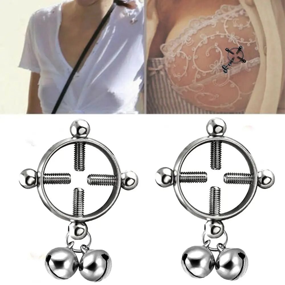 

Women Fashion Adjustable Fake Piercing Round Bell Nipple Ring Nipple Nail Body Piercing Jewelry Non-Piercing