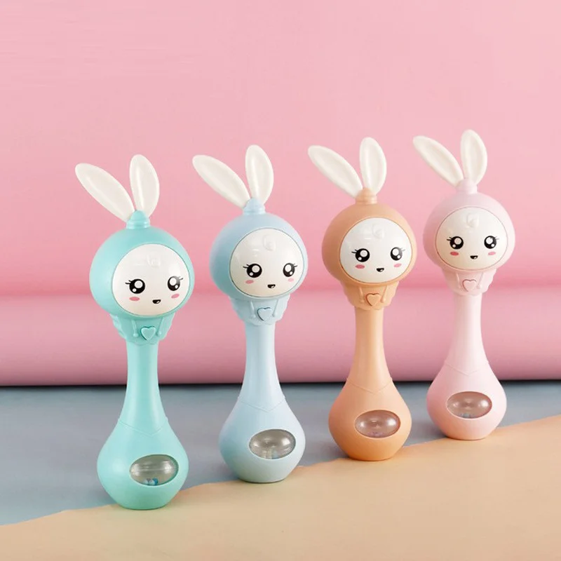 

Baby Music Flashing Rattle Toys Rabbit Teether Hand Bells Mobile Infant Rattles Newborn Educational Toddler Toy 0 12 Months