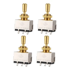 4X Metal Electric Guitar 3 Way Box Toggle Switch For Les Paul With Metal Tip (Gold) 4X Metal Electric Guitar 3 Way Box Toggle Switch For Les Paul With Metal Tip (Gold)