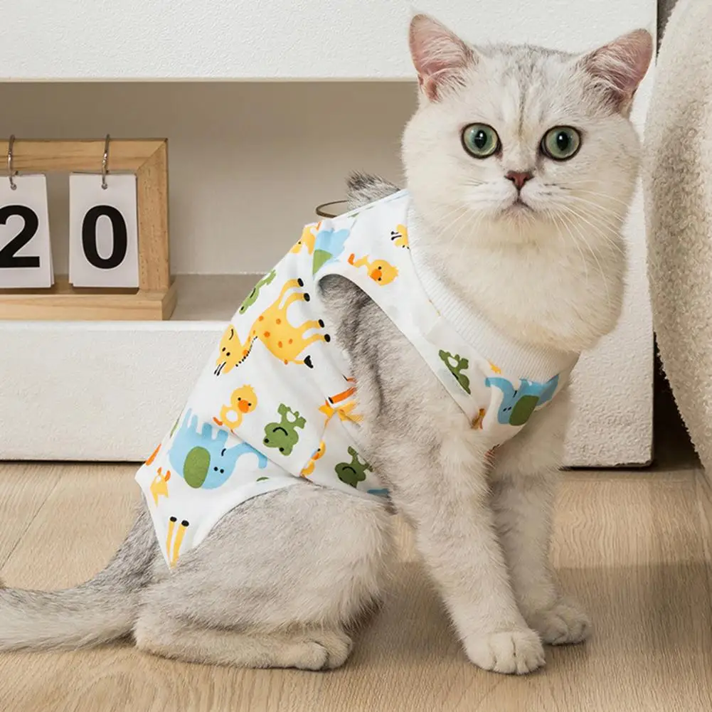 

Cat Clothing Breathable Cat Neutering Suit Easy-to-wear Recovery Clothes for Cats Adjustable Protective Pet Supplies Adjustable