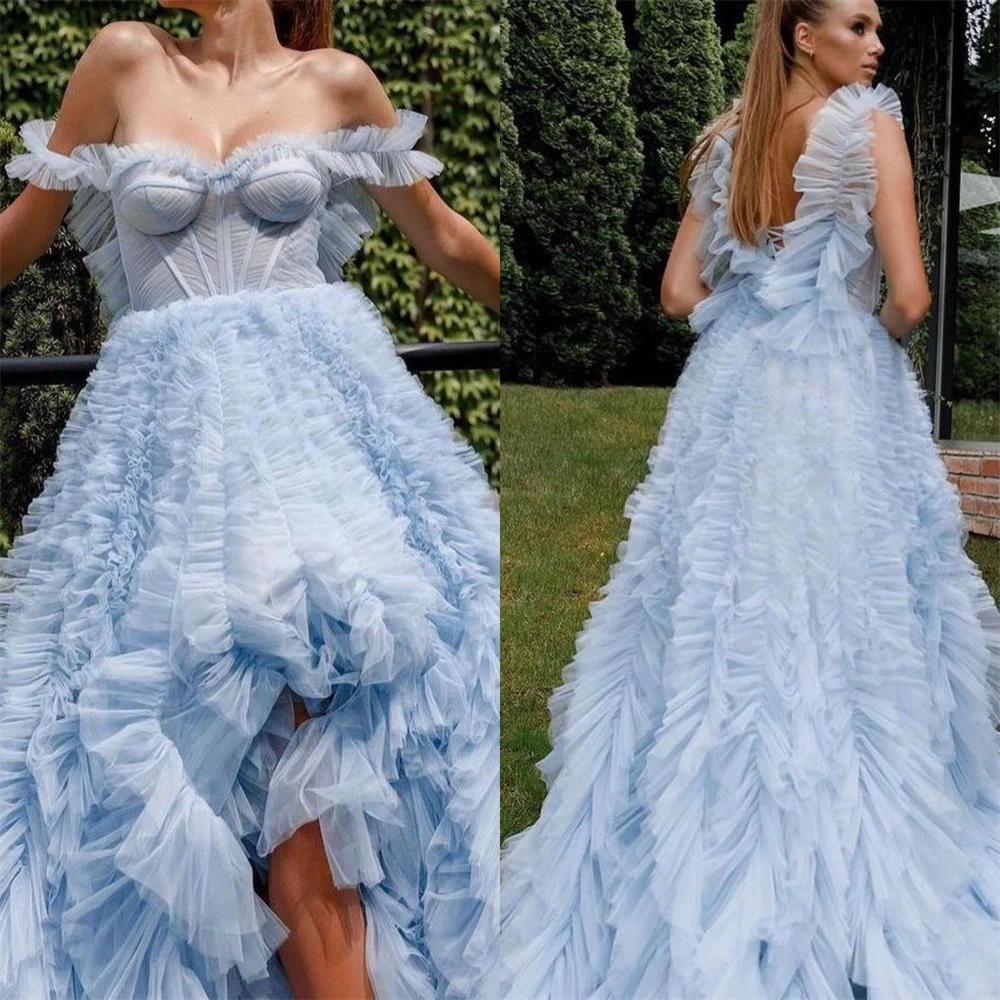 

Prom Dresses High Quality Spaghetti Ball Gown Celebrity Flowers Fold Organza Occasion Evening Gown שמלות נשף robe soirée
