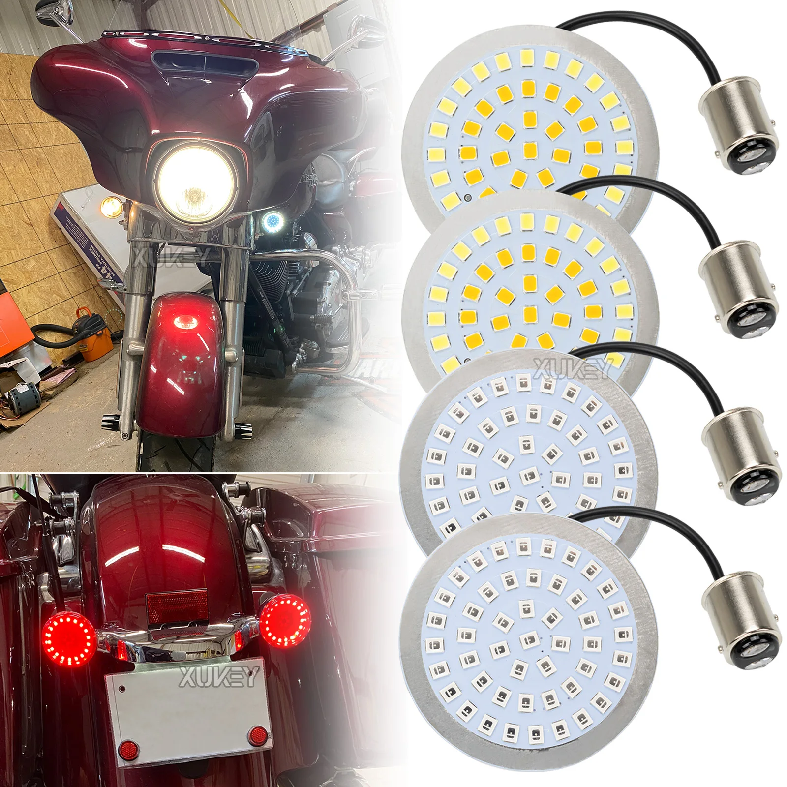 

2" 1157 Front Rear Turn Signal Indicator Light Kit with Smoke Lens Cover for Harley Dyna Softail Touring Sportster Tri Glide
