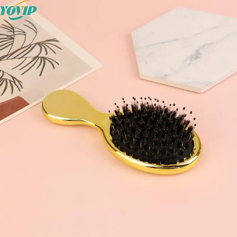

1Pcs Mini Boar Bristle Hair Brush Small Hair Brush for Travel Comb Paddle Brush Head Massager Detangling Hair Styling Tool