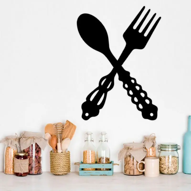 

Metal Spoon Wall Decor Delicate And Durable Big Black Fork Spoon Sign Easy To Install Wall Decors For Home Farmhouse Kitchen