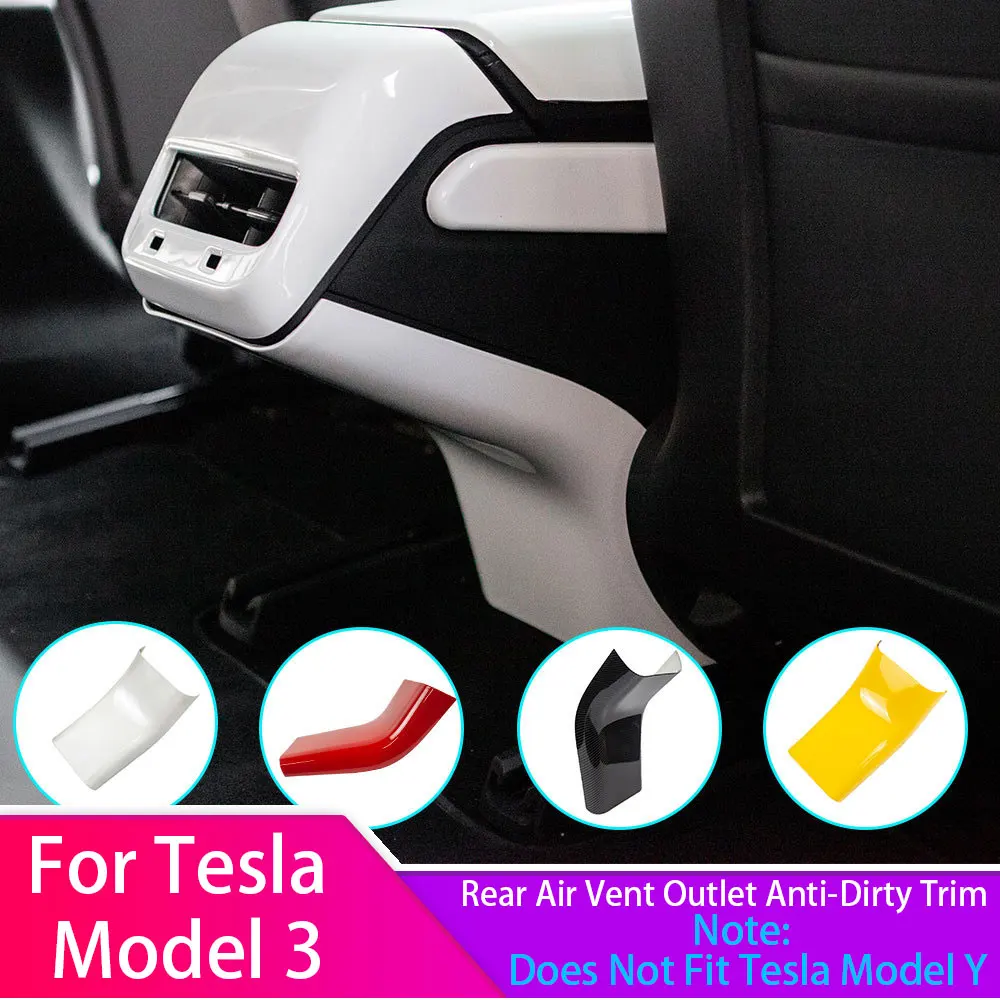 

For Tesla Model 3 Carbon Fiber ABS Rear Air Vent Outlet Anti-Dirty Cover Trim