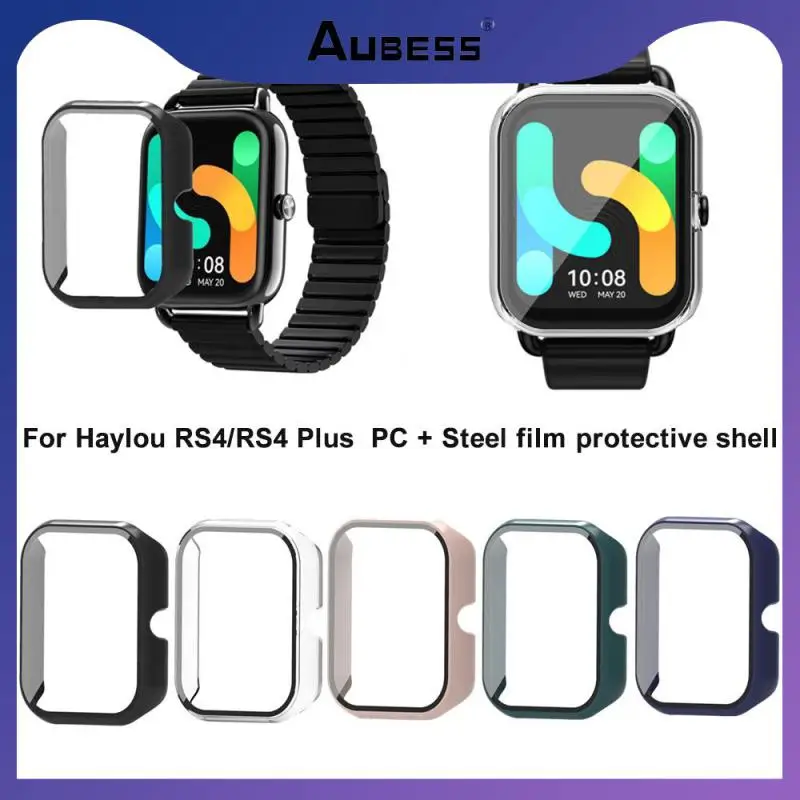 

Hard Shell Bumper Glass Screen Full Protective Case Smart Watch Case Frame Case Protective Case For Haylou Rs4 2in1 Glass Film