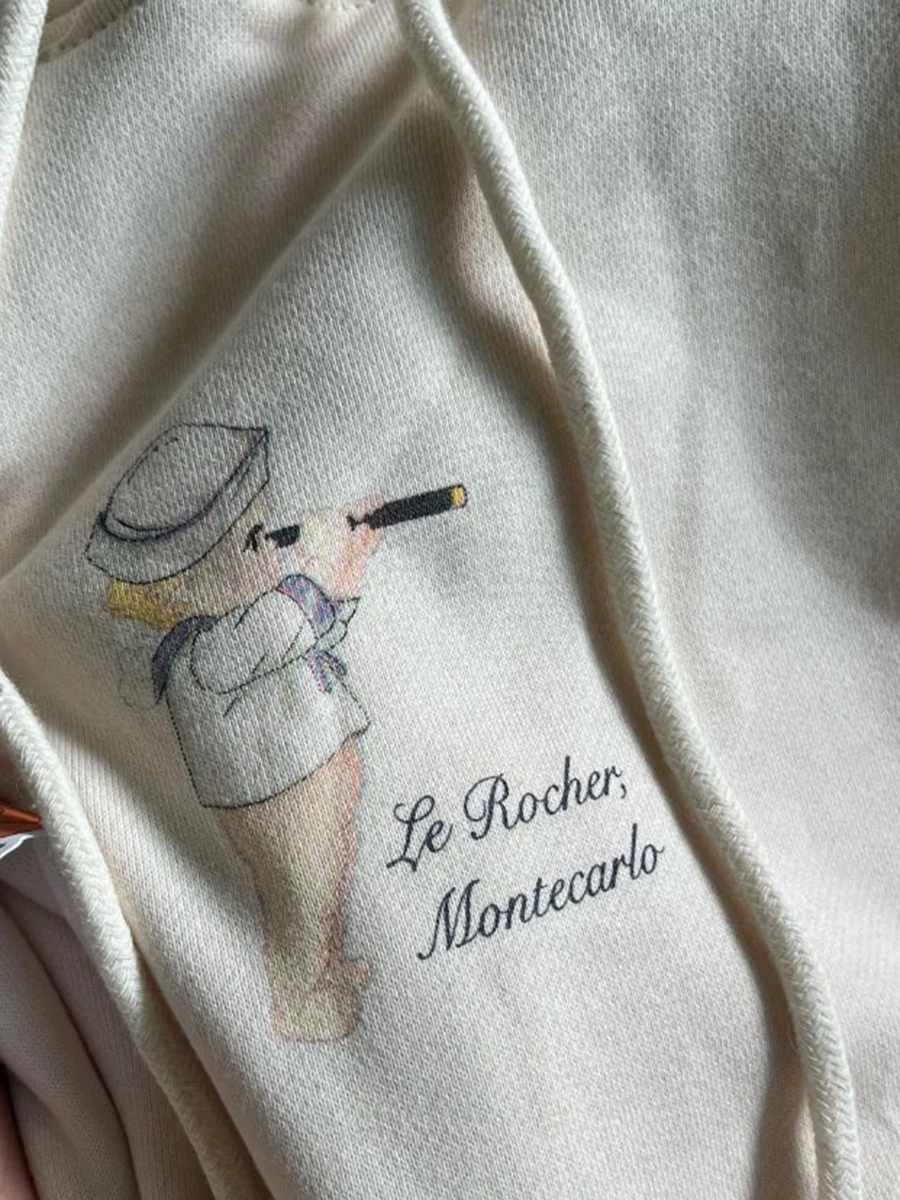 Толстовка с капюшоном мультяшным принтом ангела Осенние милые бежевые хлопковые