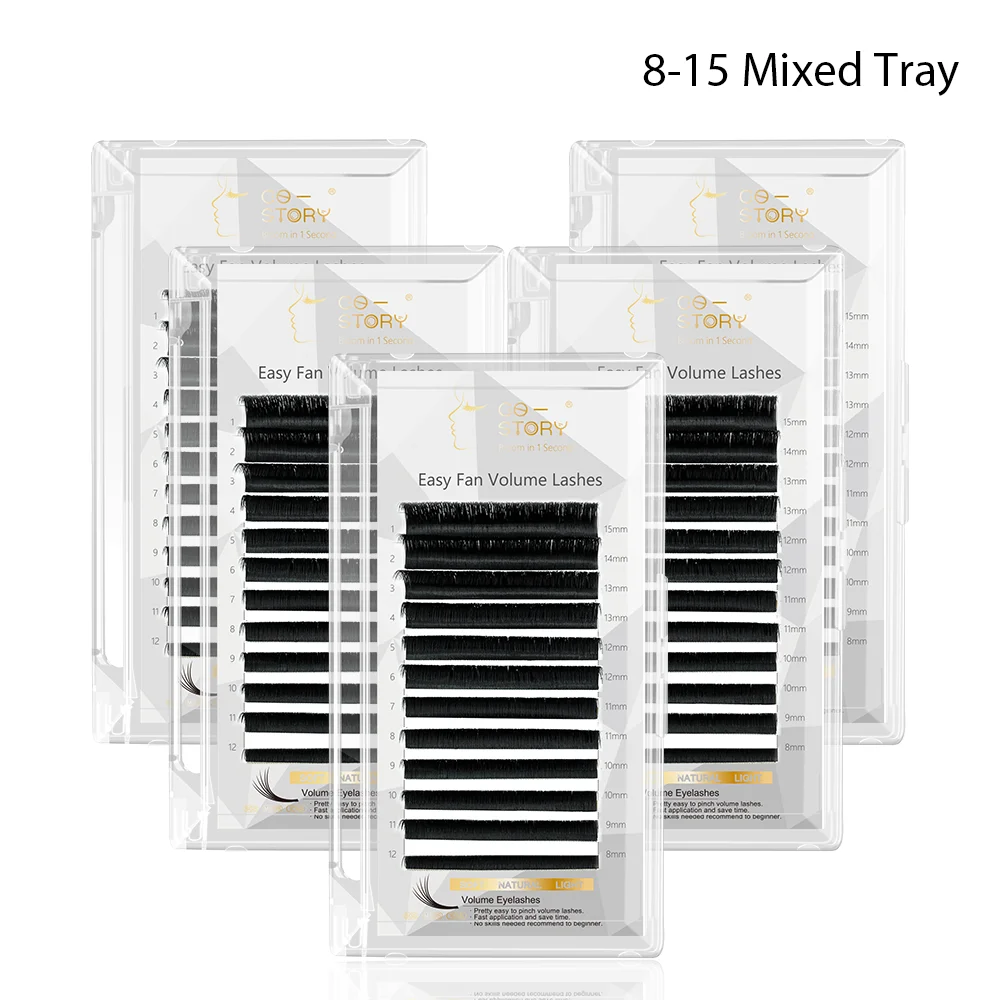 

MEILAIMDY Easy Fanning Eyelash Extension Auto Fans Flowering Pre-bonded Natural 3D Mega Volume Makeup Black Mink 5 Case
