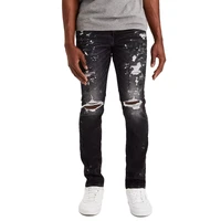 22ss high street fashion ink splash print ripped jeans cotton elastic mid waist tight mens jeans y2k jeans pencil pants