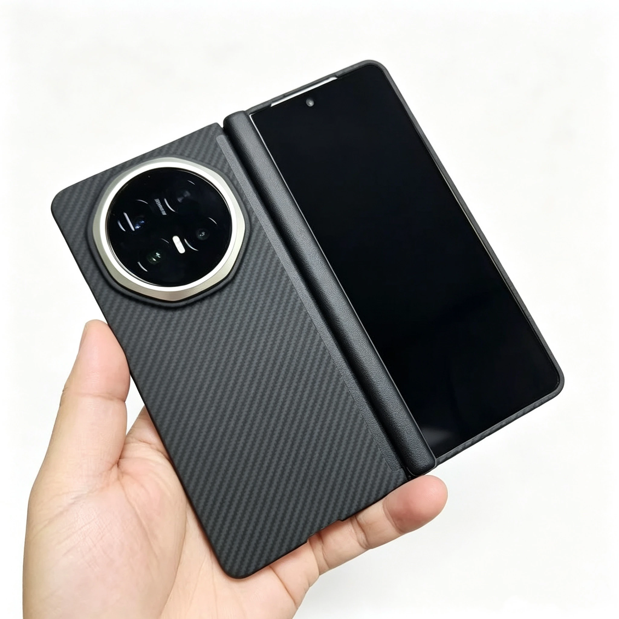 Фото Ультратонкий чехол For Honor Magic V6 V5 с магнитной фиксацией Magsafe для Huawei Mate X7 X6 X5 X3 Pura X Max, чехол из арамидного углеродного волокна №1