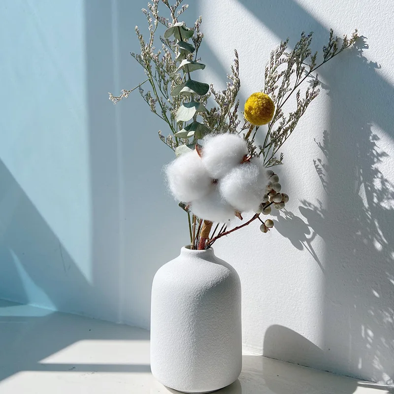 

10cm White Small Vase Home Desktop Decoration DIY Dried Flowers Ins Small Square Aromatherapy Candle Simple Life