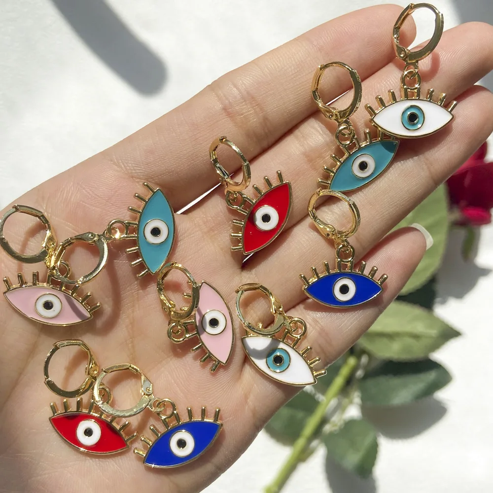 

VG 6YM Women Punk Style Eye Shaped Earrings Vintage Ethnic Colorful Dangle Earrings Ladies Novel Ear Jewelry New