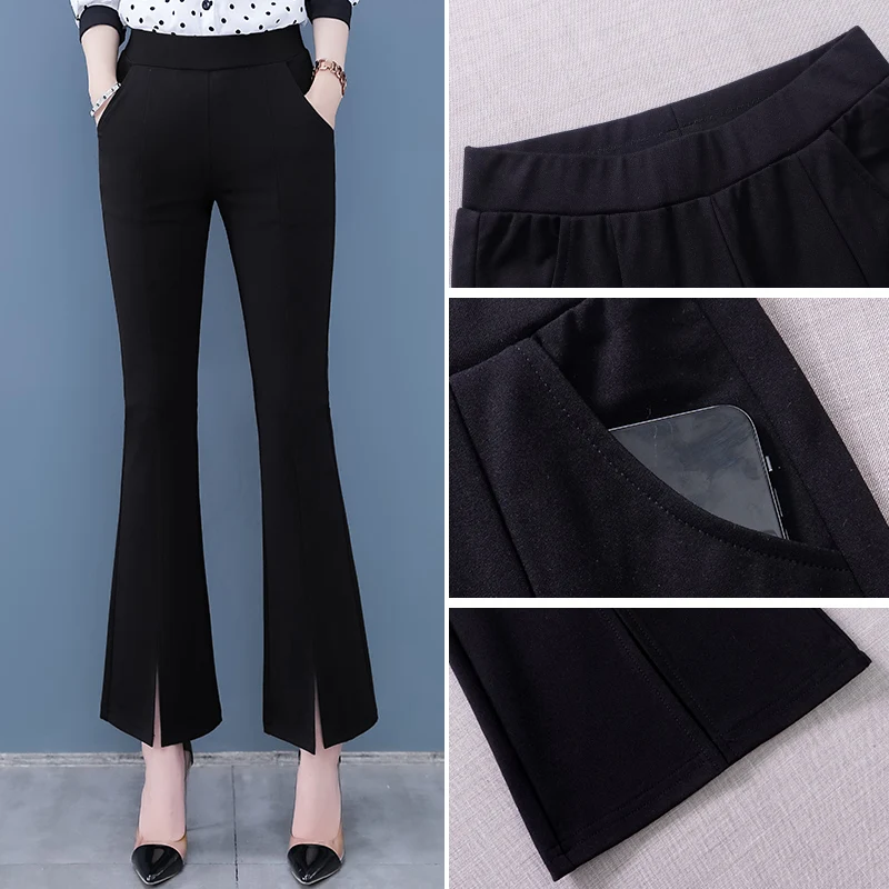 

Summer Women's Pants High Waist Solid Color Leisure Polyester Cotton Korean Fashion Loose Lady Clothing Houthion