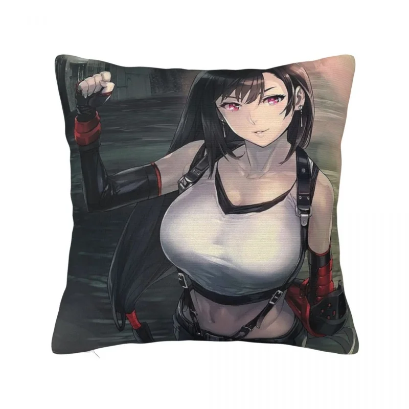 

Final Fantasy TIFA Pillowcase Soft Fabric Cushion Cover Aerith sexy beauties Fashion Throw Pillow Case Cover Home Square 40X40cm
