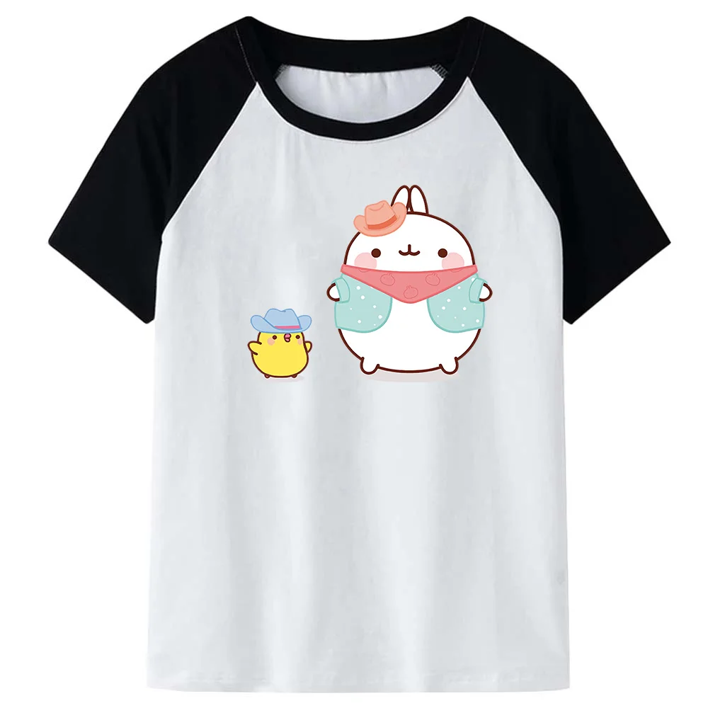 Molang and Piupiu Graphic T Shirts Kids Cute Rabbit Tops Girls Clothing Summer Baby Boys Clothes Children's T-Shirt 100% Cotoon