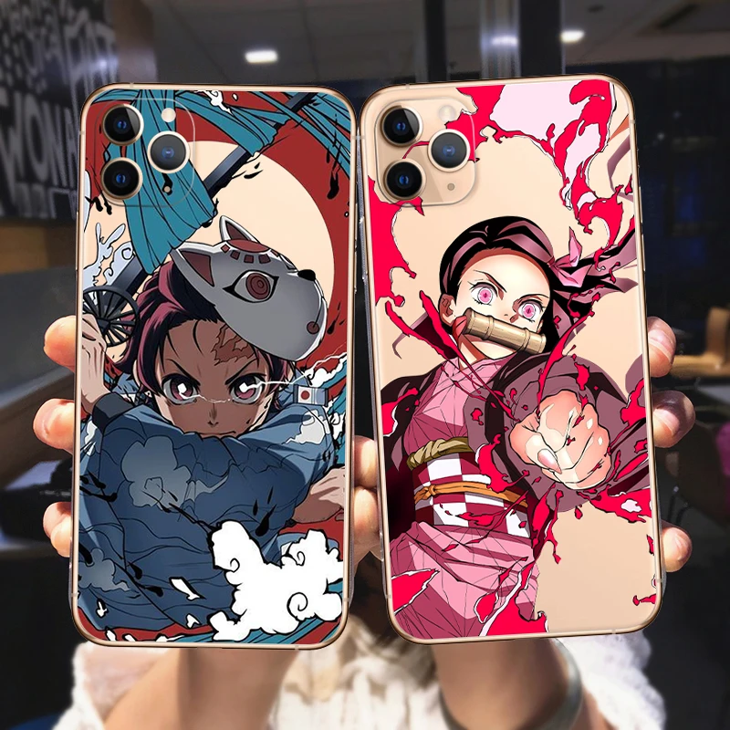 

Anime Kimetsu No Yaiba Demon Slayer Phone Cover For iPhone 11 12 13 14 ProMax X XR XSMax 8 14 Plus 13Mini Soft Silicone TPU Case