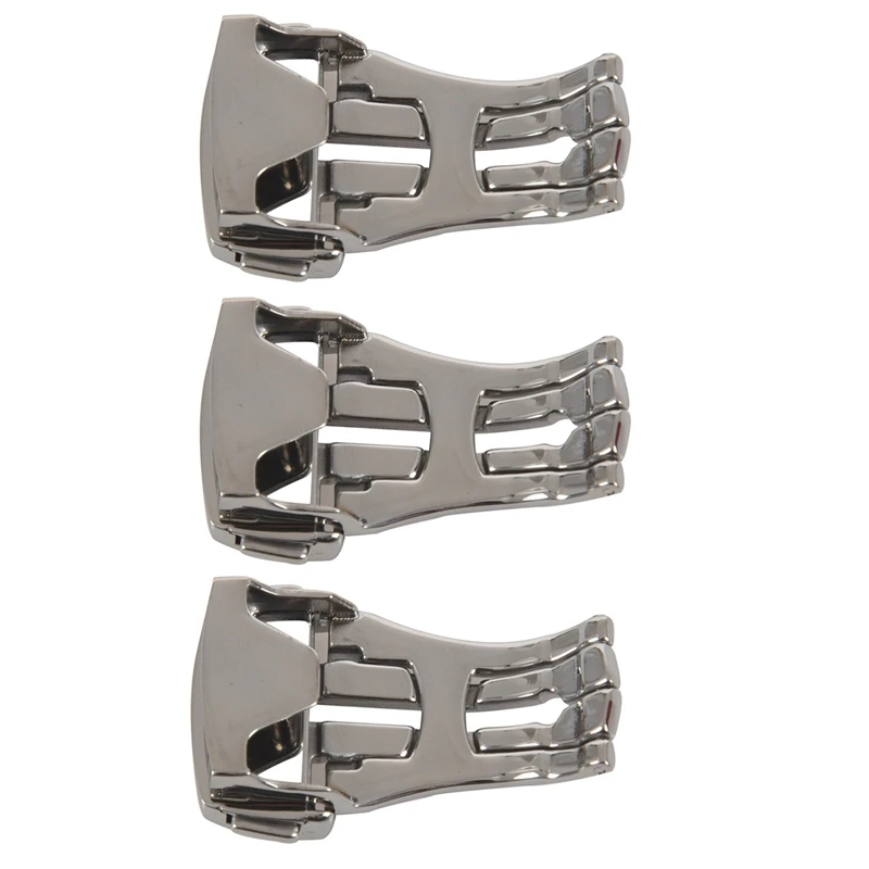 

3X 18Mm Stainless Steel Deployant Watch Strap Folding Buckle Clasp For Omega, Fosted 18Mm