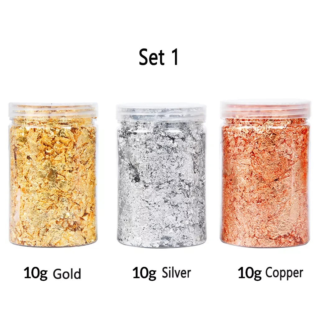 

10g Shiny Gold Leaf Flakes Sequins Glitters Confetti for Painting Arts Nail Art Foil Decorative Paper Resin Mold Fillings