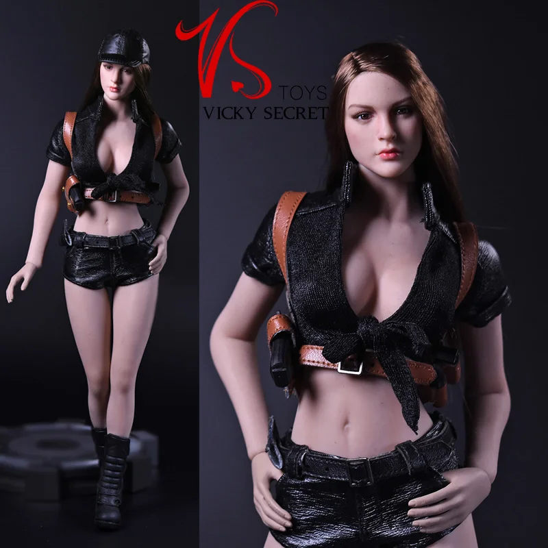 

VStoys 17NSS-A 1/6 Scale Female Figure Killer Suit Model Black Clothes Set Shirt Shorts For 12 inches Seamless Body Figure