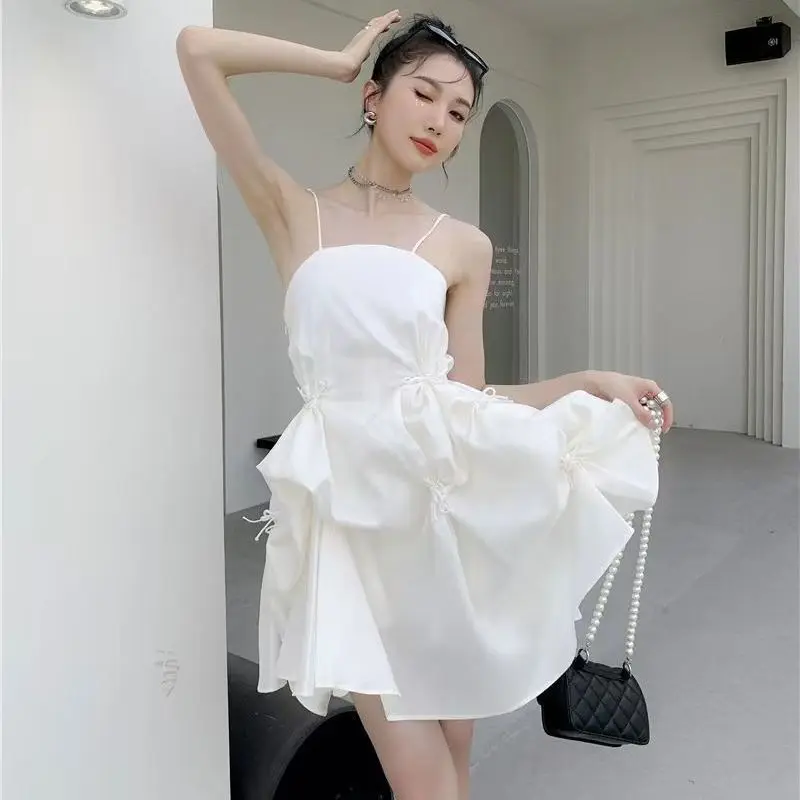 Белое платье для девочки необычная Милая юбка принцессы с бантом лето 2022