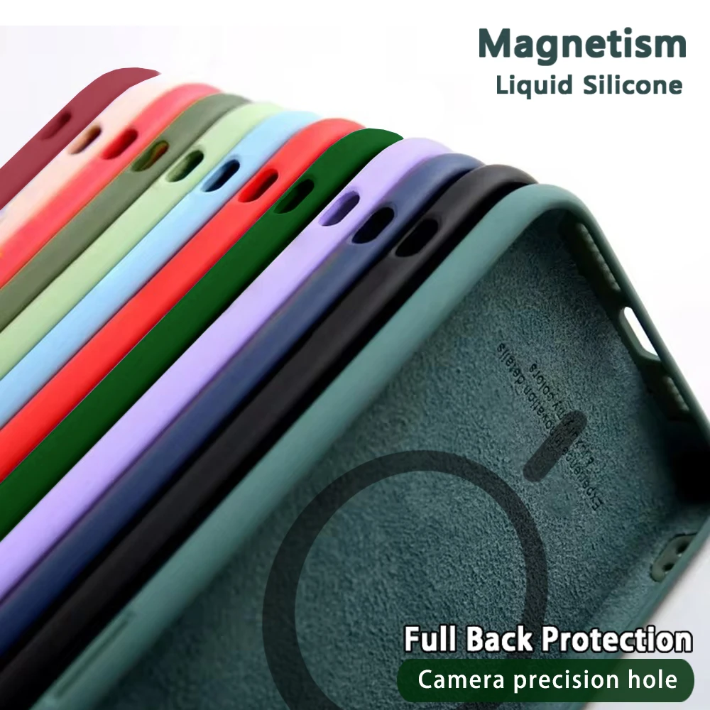 Magnetic Liquid Silicone Case for iPhone 14 13 12 Mini 11 Pro Max X Xs Xr Apple Magsafe