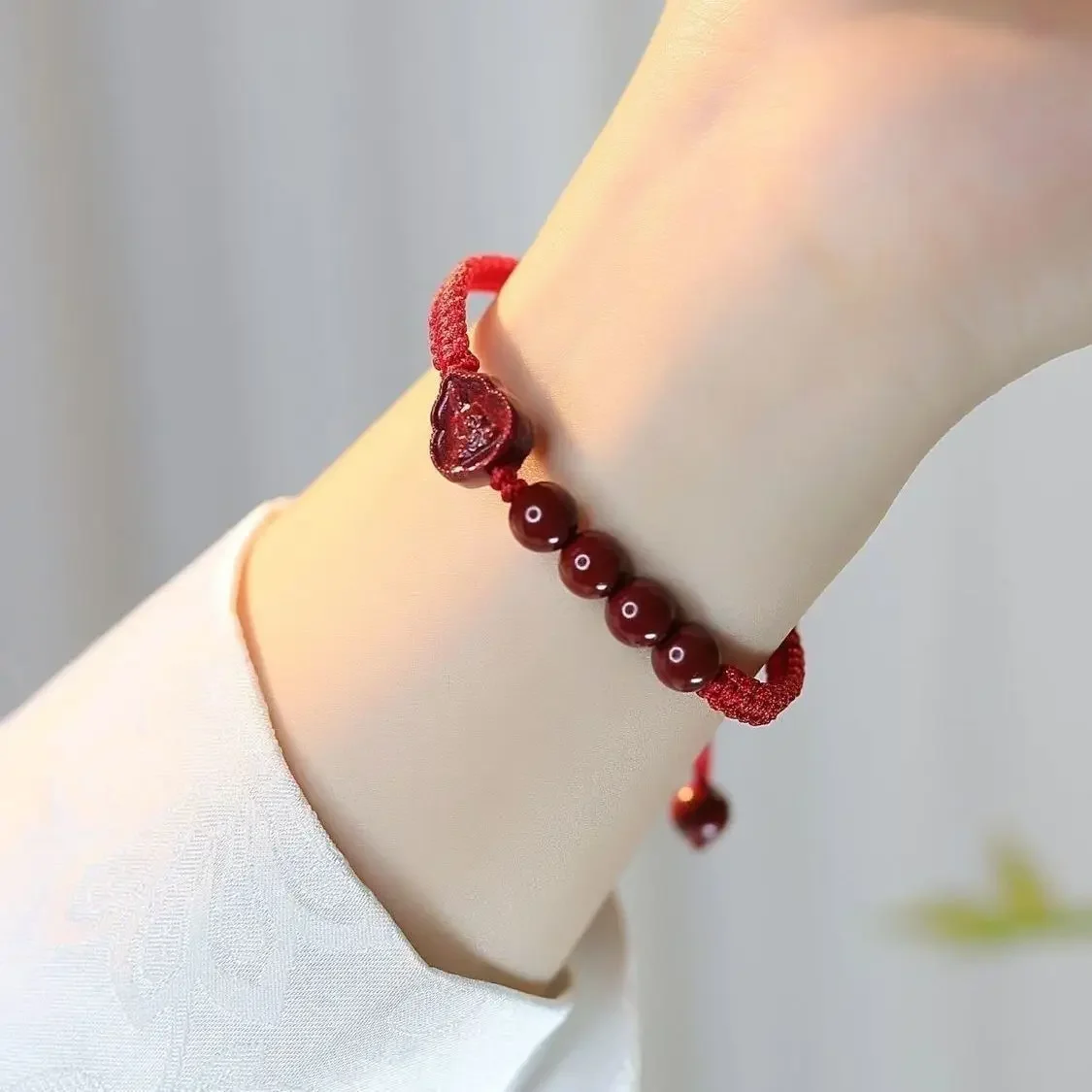 Cinnabar Tai Sui Противоударная Ручная Веревка Чистая ручная работа Ping An Guanyin Maitreya Будда