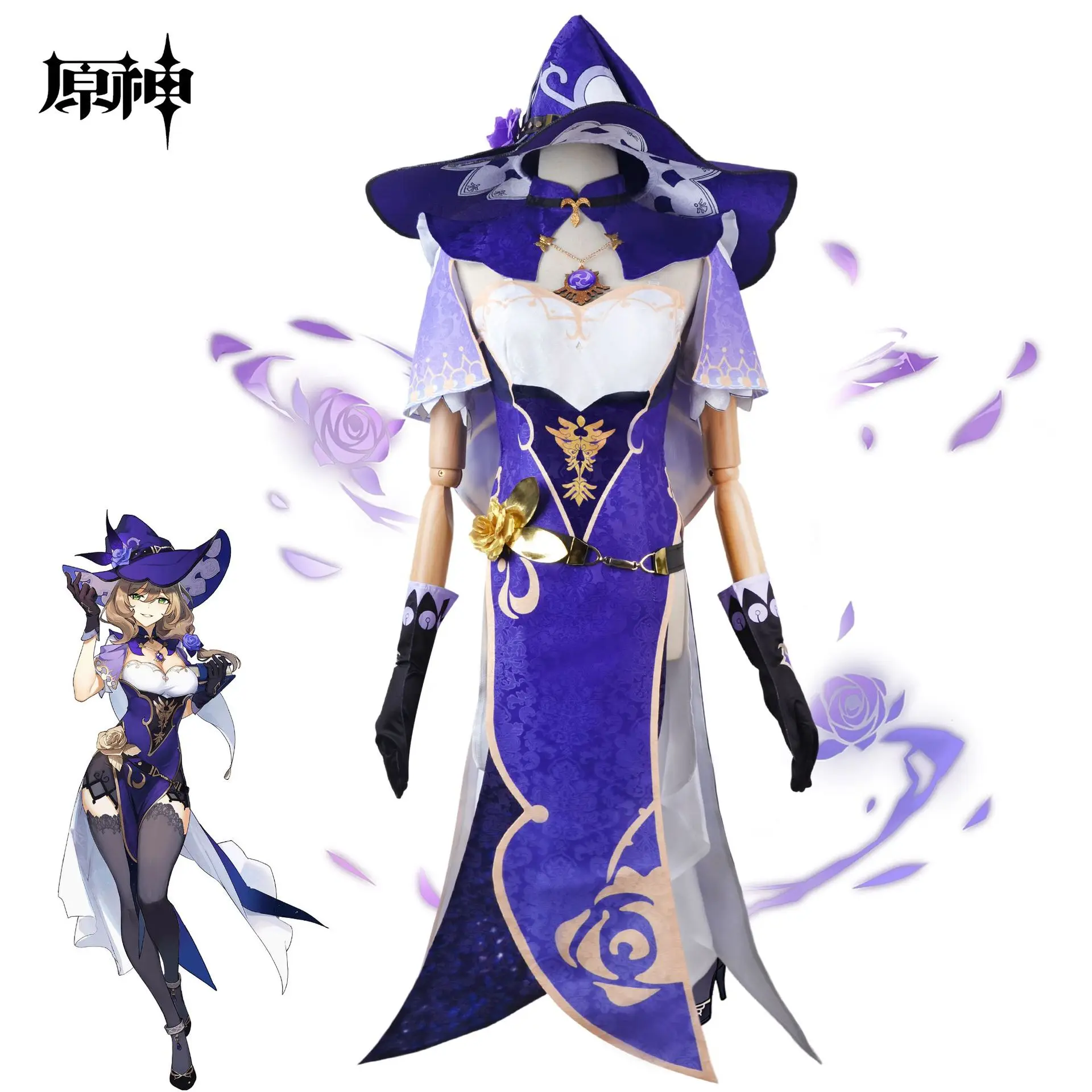 

Наряды на Хэллоуин из игры Genshin Impact, костюм для косплея Лизы минчи Лизы, ведьмы, включающий платье, шапку, чулки, парик Лизы, наряды