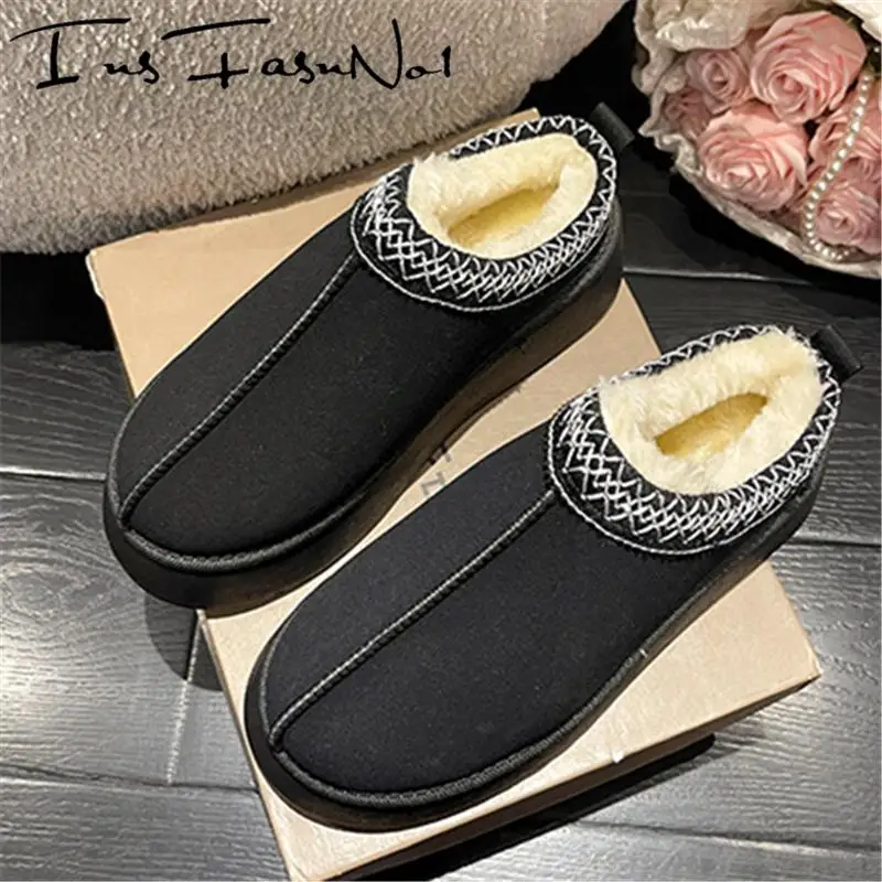 Модные женские зимние ботинки большого размера на толстой подошве и высокой