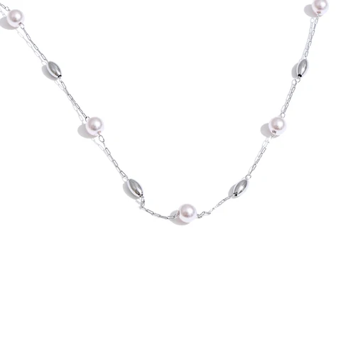 Yhpup цепочка из нержавеющей стали с жемчугом